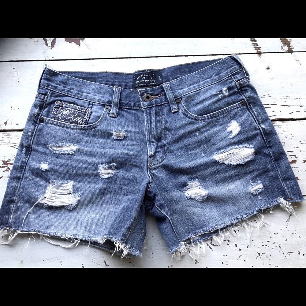 Lucky Brand cut off raw edge distressed shorts